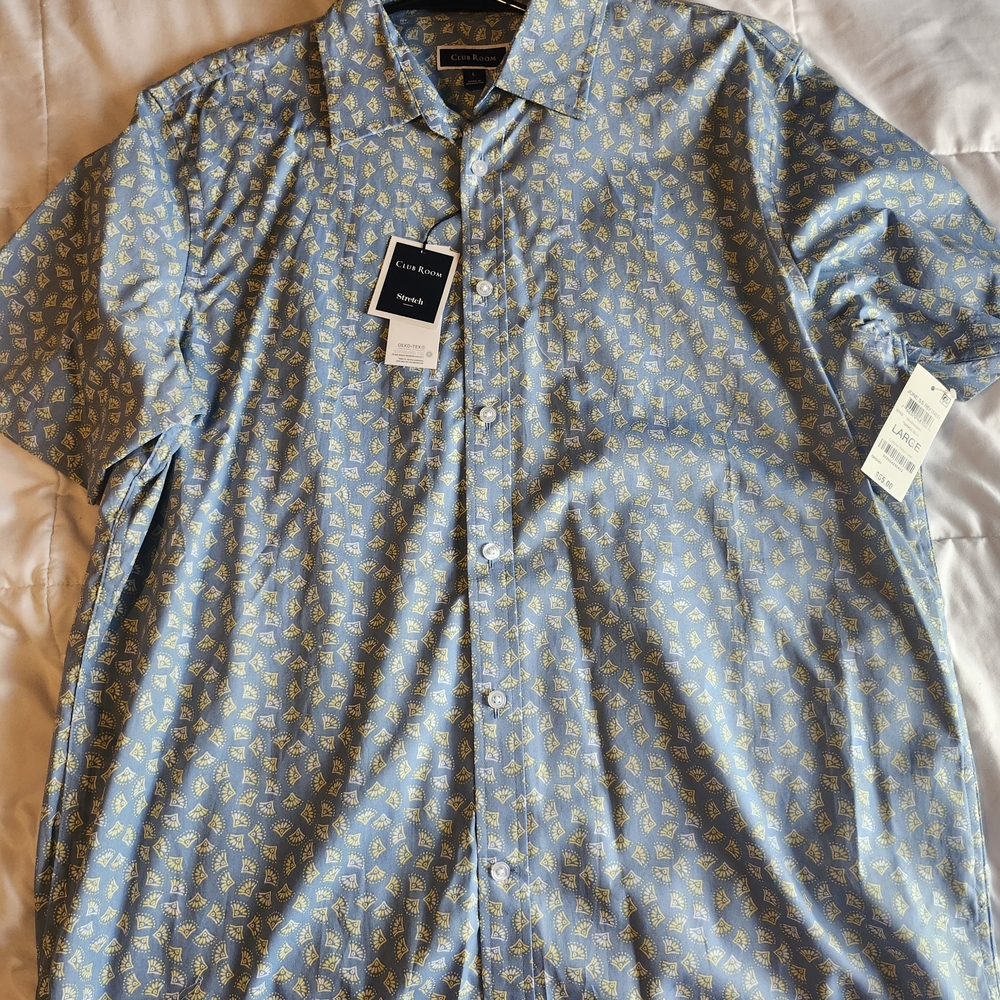 Club Room Blue and Yellow Casual Button Down Shirt
